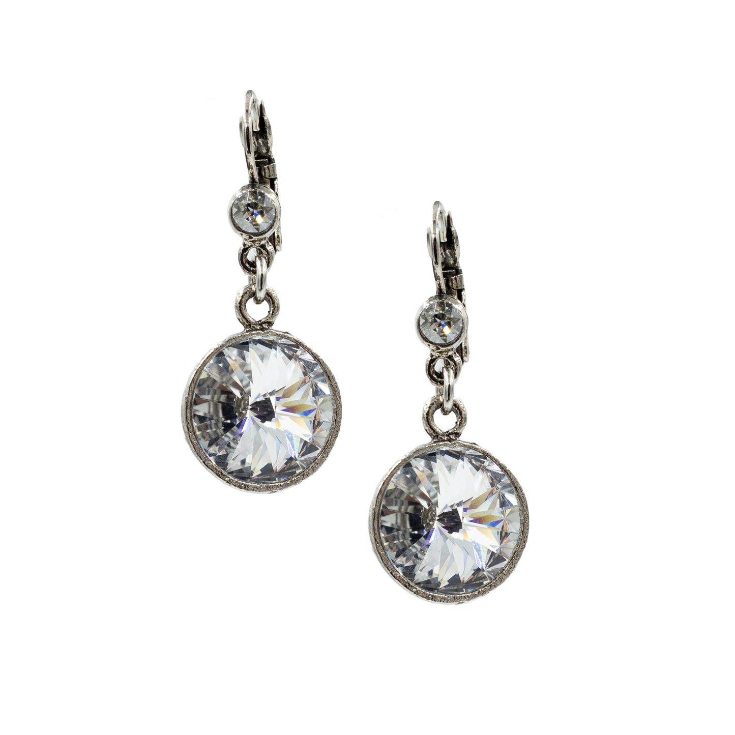 Precious Stone Drop Earring 2146: Clear/ Silver