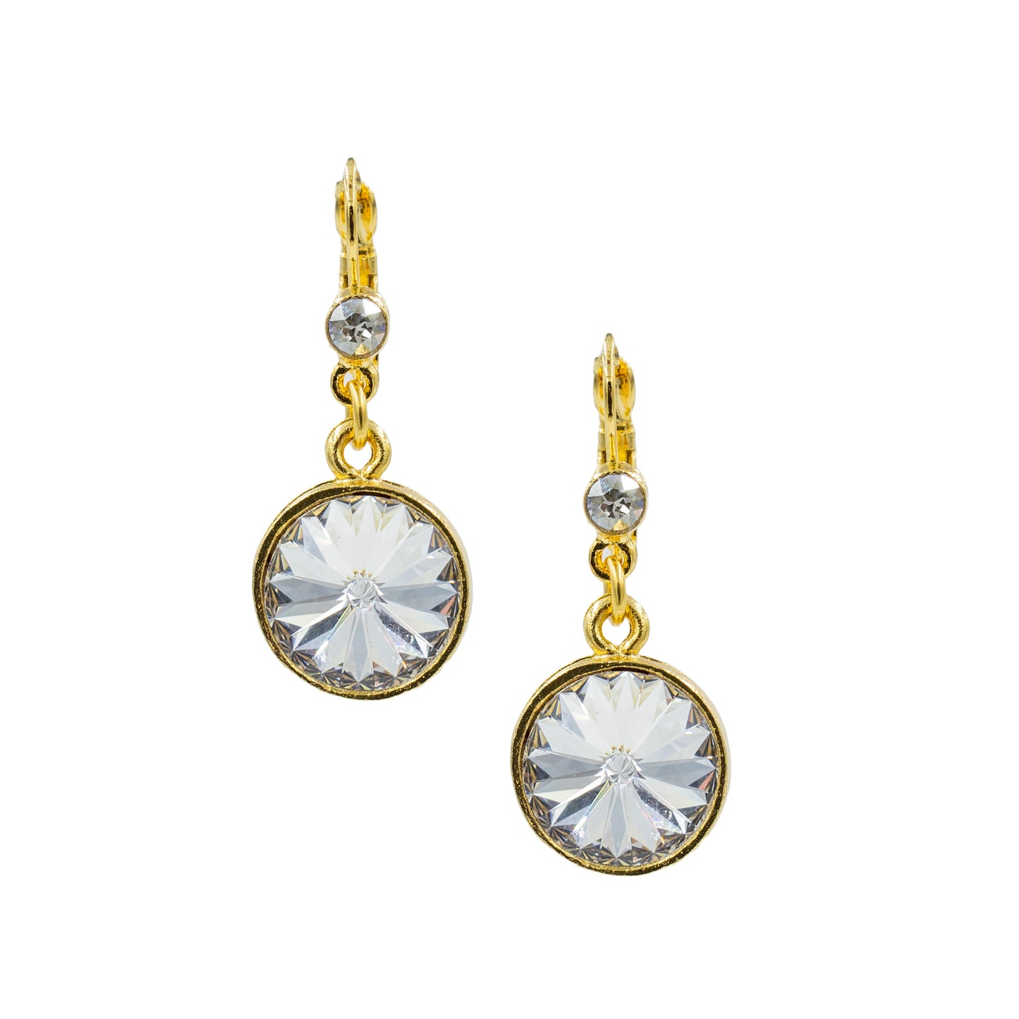 Precious Stone Drop Earring 2146: Clear/ Gold
