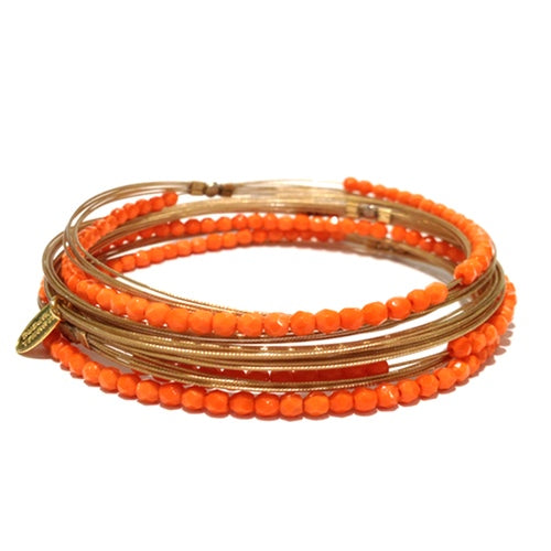 Chic Boho Style Bracelet 3014: Orange / Gold