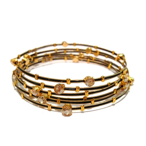 Stripe Luxury Bracelet 3600: Silk / Black-Gold