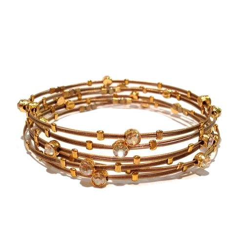 Stripe Luxury Bracelet 3600: Silk / Brown-Gold