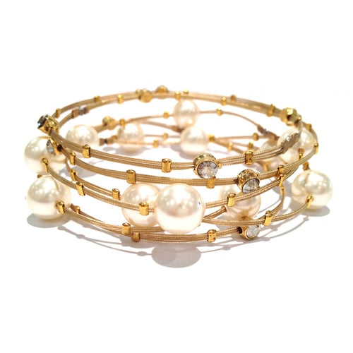 Love Pearl Bracelet 3701: Clear / Cream / Gold