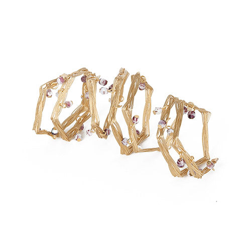 Glitzy Wraplet Bracelet 3881: Amethyst / Gold