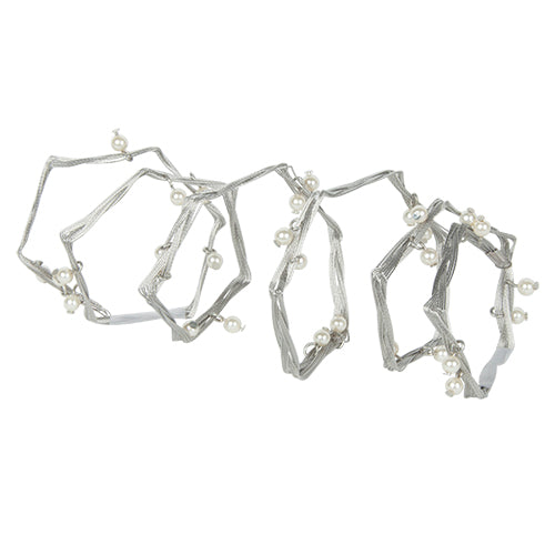 Glitzy Wraplet Bracelet 3881: White Pearl / Silver