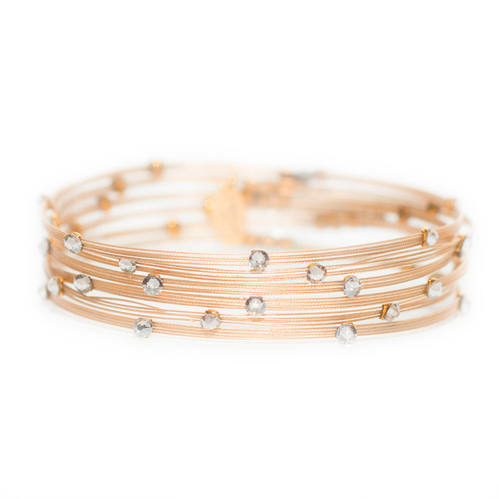 Elegant Woman Bracelet 3856: Clear/ Mix Gold