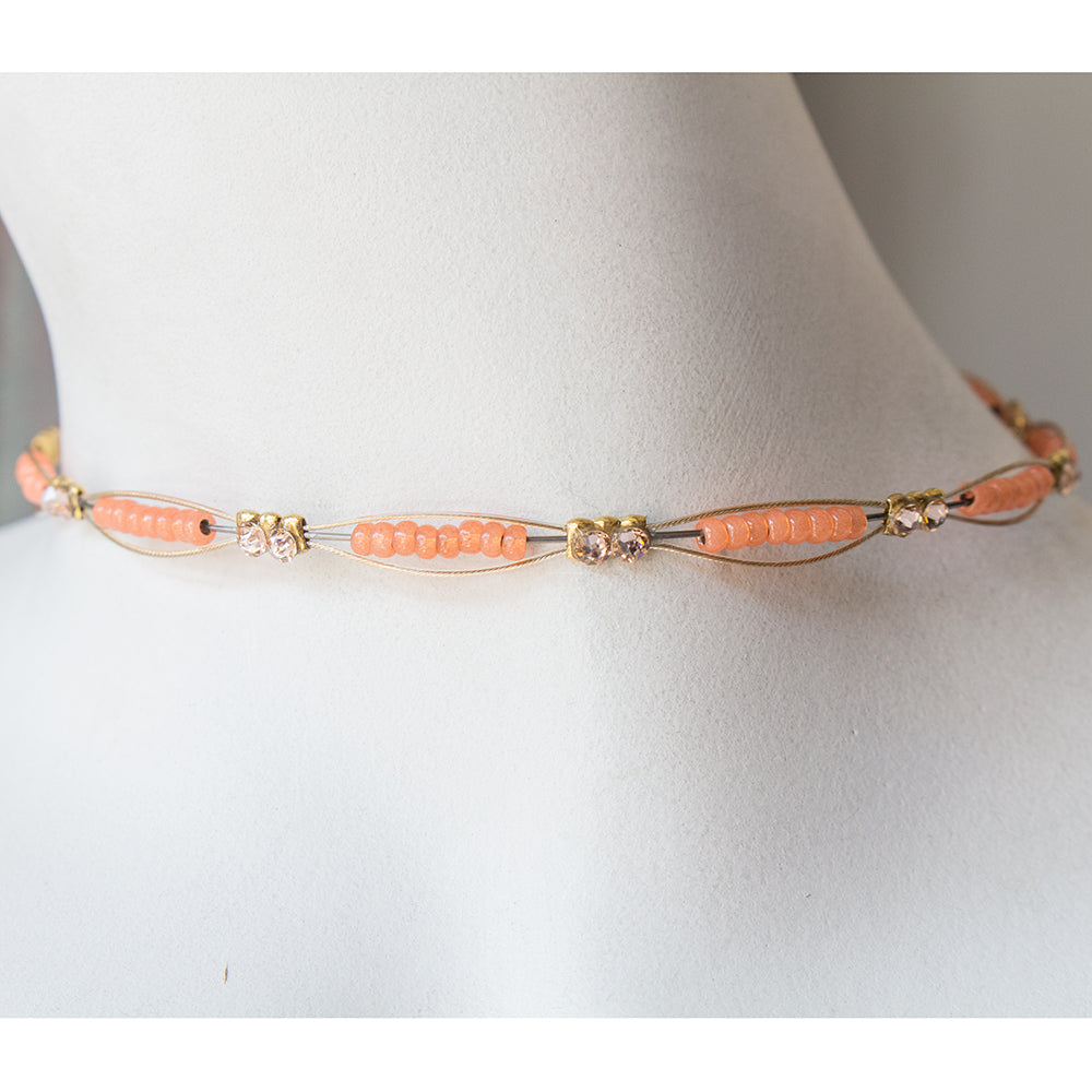 Necklace CN4173: Peach/ Gold