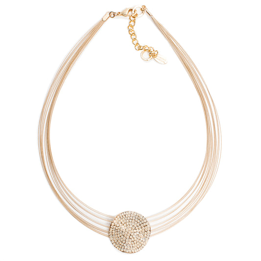Handmade Love Necklace 8249: Opal Sand/ Gold/ G
