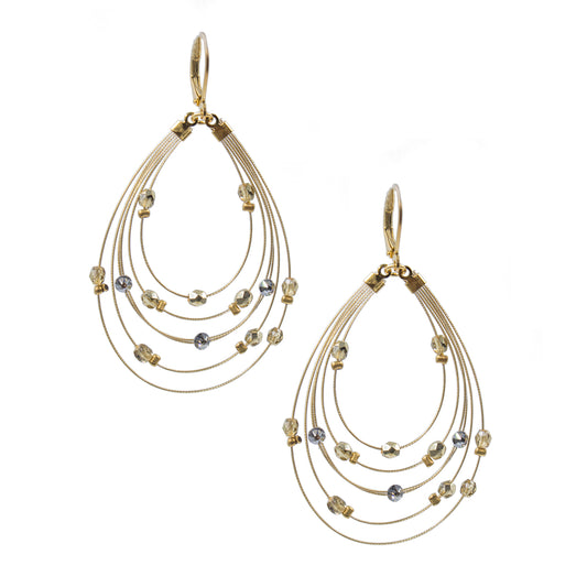Exquisite Dangle Earring 2653: Clear/ Gold/ Gold
