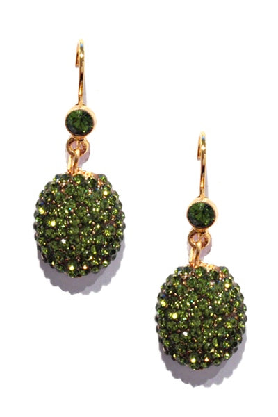 Love Sparkle Round Drop Earring 2483: Olive / Gold