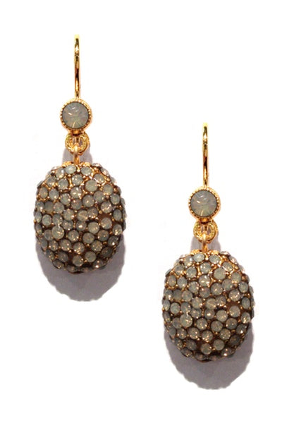 Love Sparkle Round Drop Earring 2483: Opal Grey / Gold