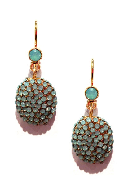 Love Sparkle Round Drop Earring 2483: Opal Turquoise / Gold