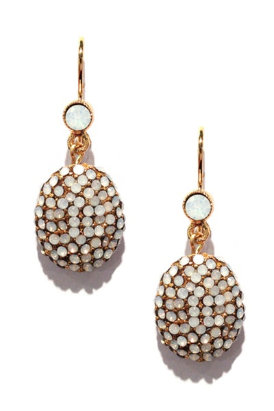 Love Sparkle Round Drop Earring 2483: Opal White / Gold