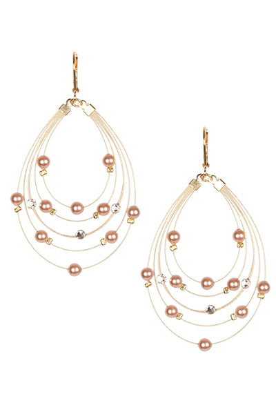 Exquisite Dangle Earring 2653: Pink Pearl / Gold