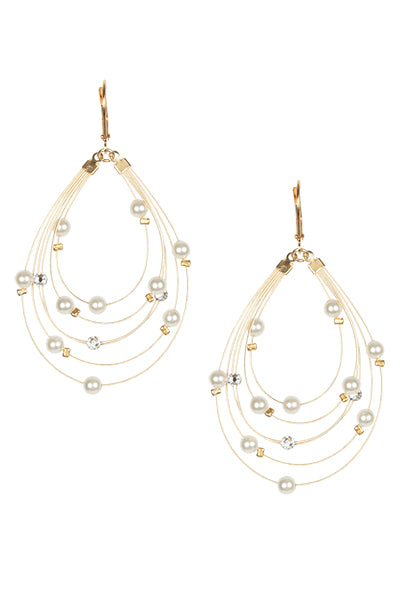 Exquisite Dangle Earring 2653: White Pearl / Gold