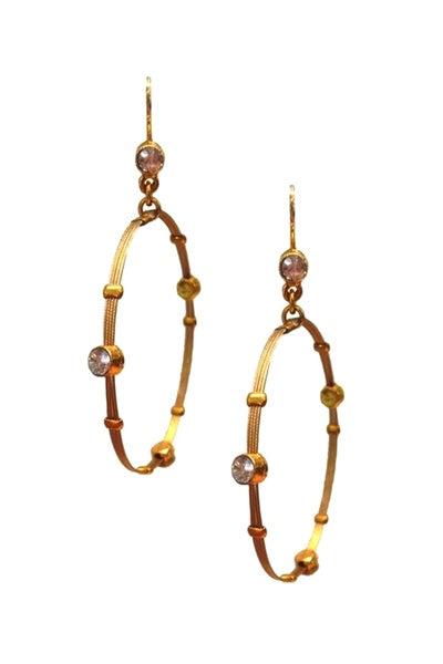 Elegant Hoop Dangle Earring 2911: Crystal / Gold
