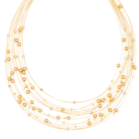 Birdsnest Necklace 8101: Gold Pearl/ Gold