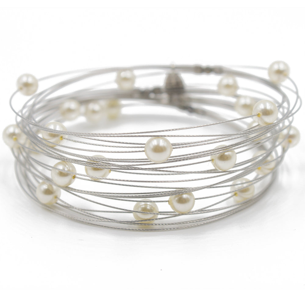 Dainty Pearl Bracelet 3869: White Pearl/ Silver
