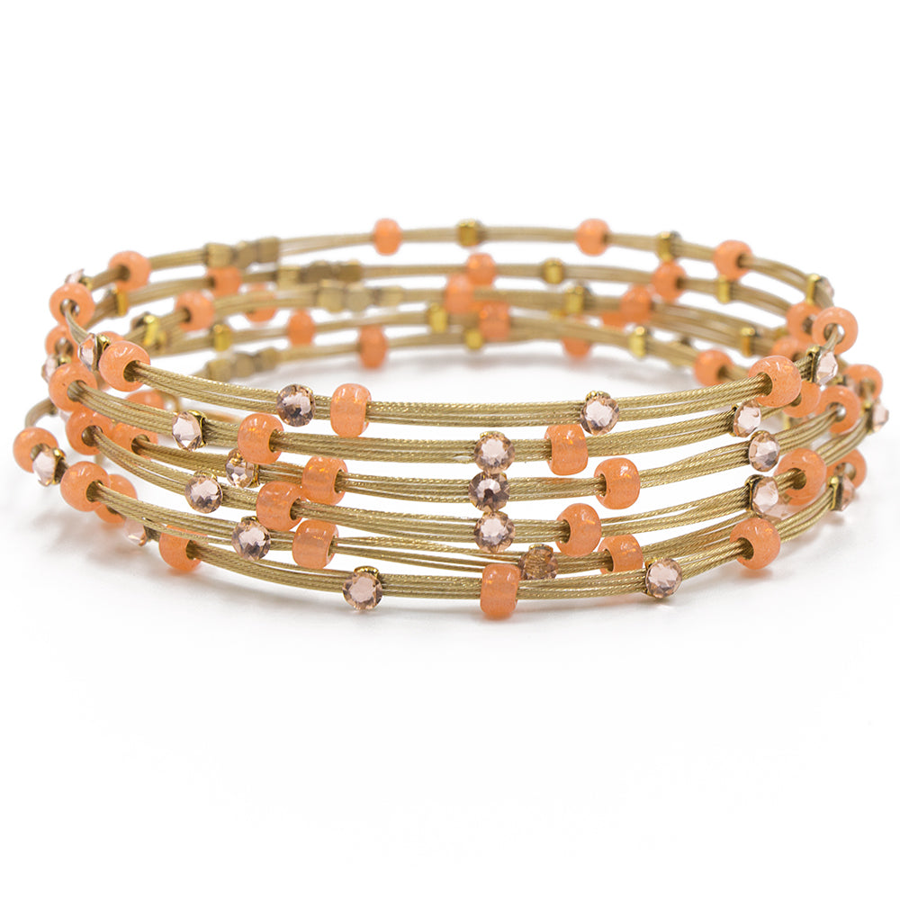 Embellished Life Bracelet 4169: Peach/ Gold