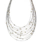 Birdsnest Necklace 8101: White Pearls - Silver Wire - Matte