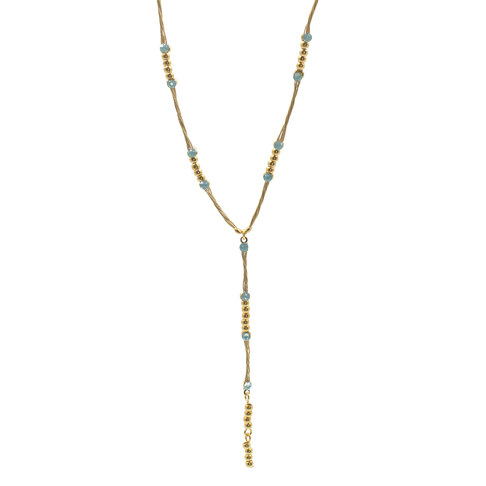 Pendant Necklace 8396: Opal Turq/ Gold