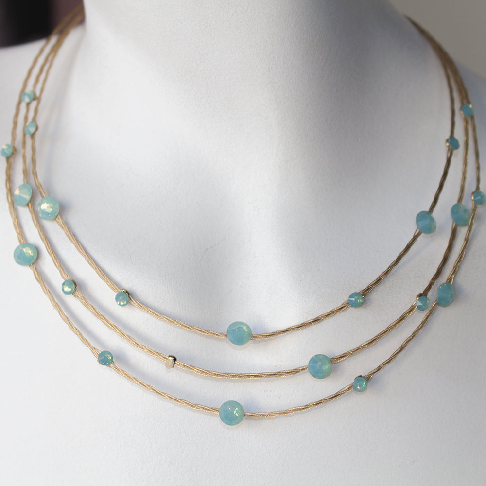 Enchanting Women's Necklace 8389: Opal Turq/ Gold