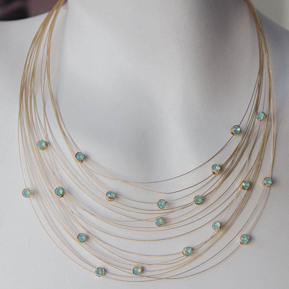 Glamorous For Women Necklace 8255: Opal Turq/ Gold