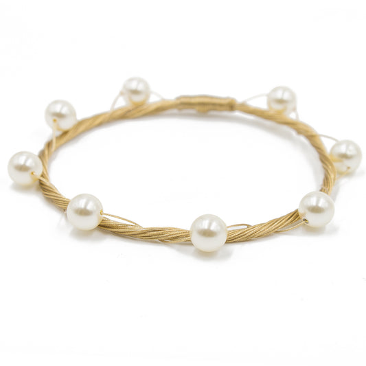 Bracelet 4224: White Pearl/ Gold