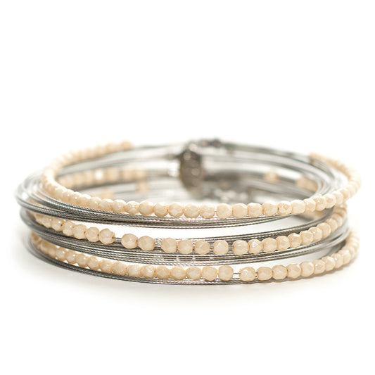 Chic Boho Style Bracelet 3014: Ivory/ Silver