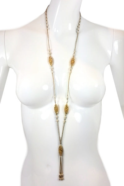 Special Occasion Pendant Necklace 1048: Crystal / Ivory / Gold