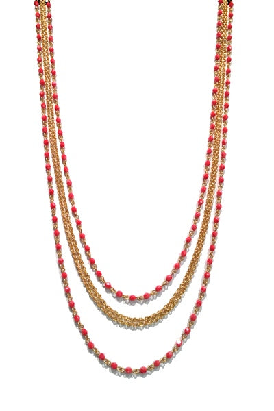 Chain and Bead Necklace 7569: Love / Gold