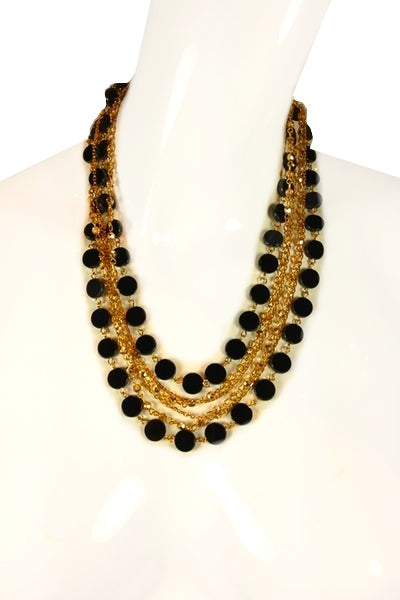 Boutique Layered Necklace 7819: Black / Gold