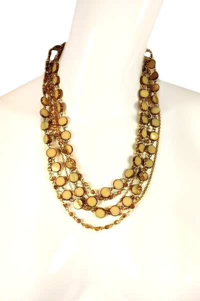 Boutique Layered Necklace 7819: Brown / Gold