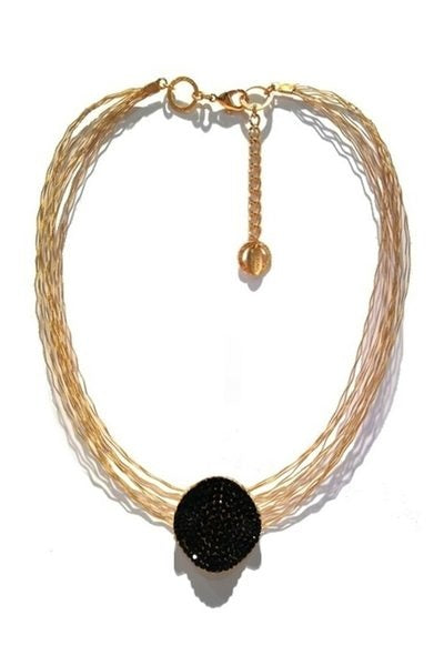 Handmade Love Necklace 8249: Black / Gold