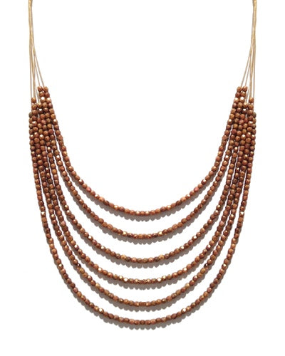Glitzy Beaded Necklace 7974: Earth / Gold