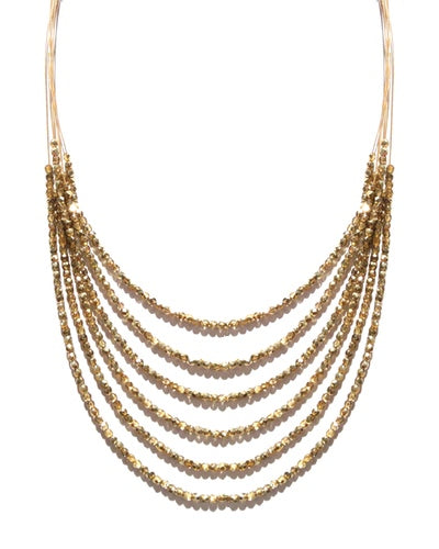Glitzy Beaded Necklace 7974: Gold / Gold