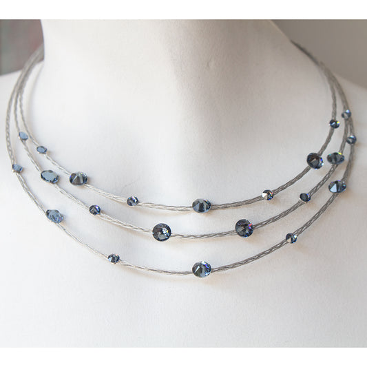 Enchanting Women's Necklace 8389: Denim/ Silver