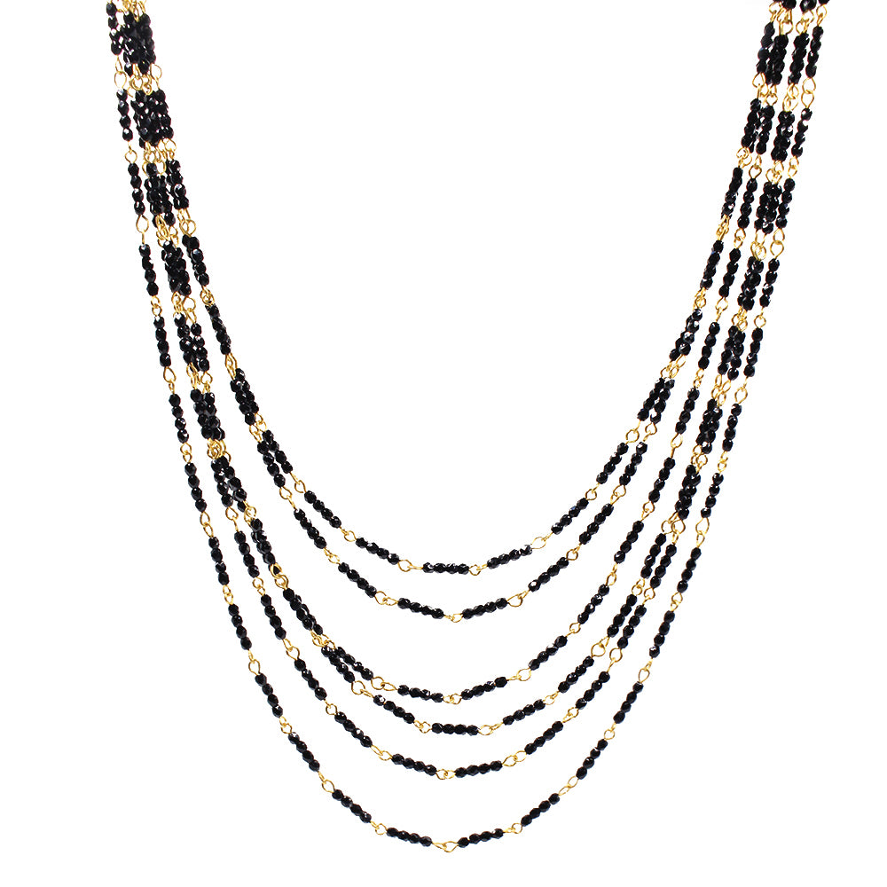 Layered Beaded Necklace 8400: Black/ Gold