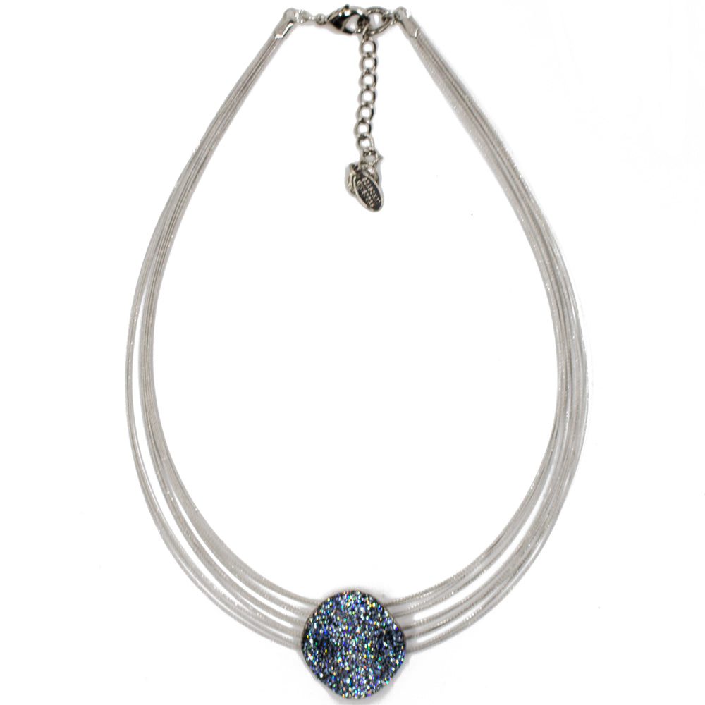 Handmade Love Necklace 8249: Denim/ Silver