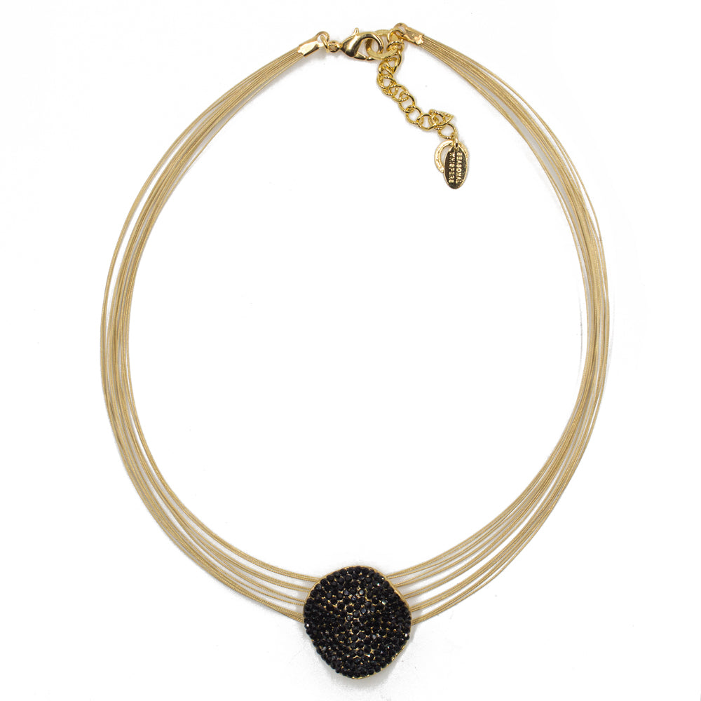 Handmade Love Necklace 8249: Black/ Gold
