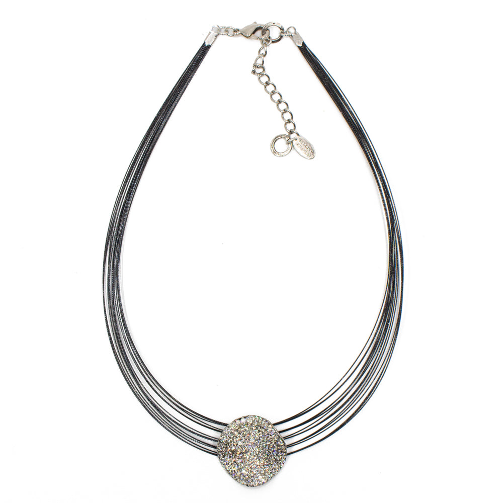 Handmade Love Necklace 8249: Clear/ Black