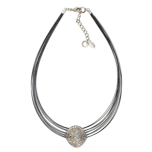Handmade Love Necklace 8249: Clear/ Black