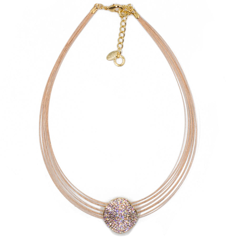 Handmade Love Necklace 8249: Silk/ Rose Gold