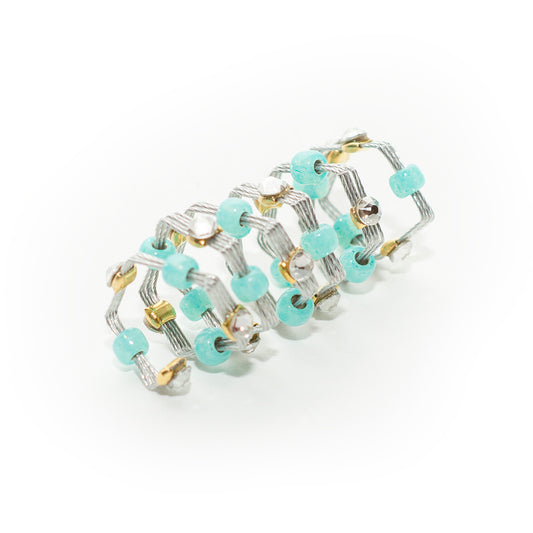 Ring 9039: Opal Turq/ Silver/ Gold