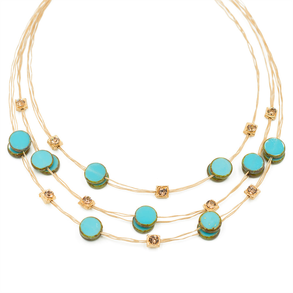 Necklace 7005: Turq/ Gold