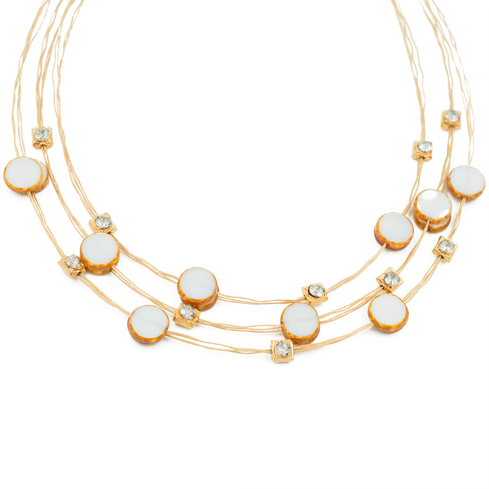 Necklace 7005: White/ Gold