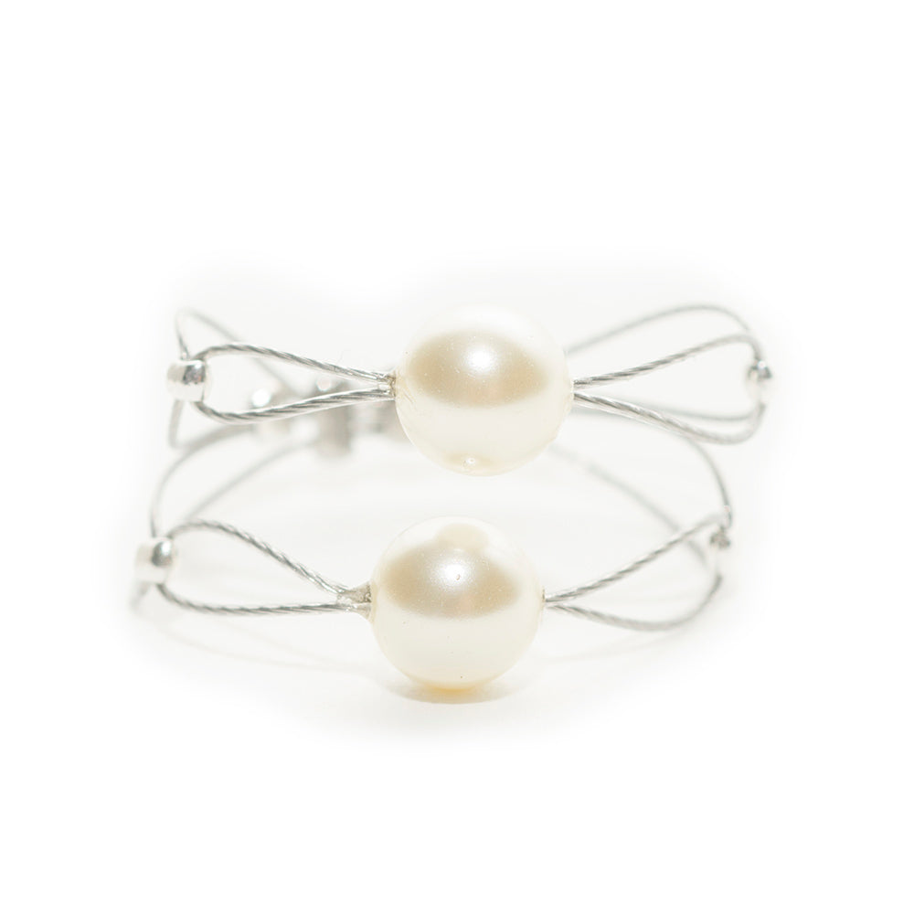Ring 9034: White Pearl/ Silver/ Silver